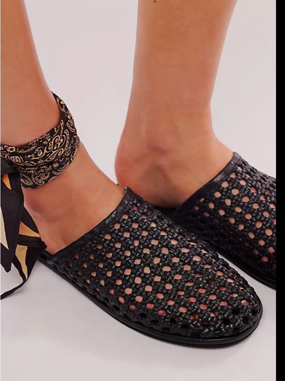 Woven Slip-On Mules - Black